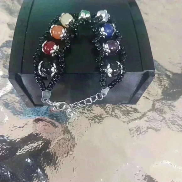 Rainbow Pride Beaded Stone Bracelet - Picture 2 of 8